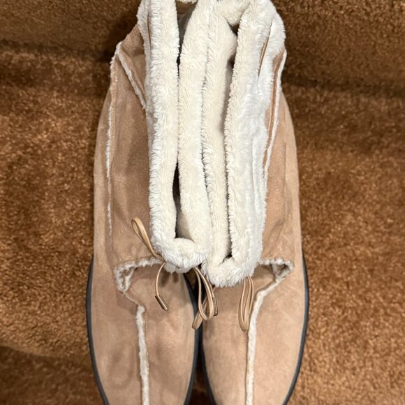 Vaneli Suede Booties with Faux Fur Trim, Tan/Cream, Sz 8N - Picture 5 of 11